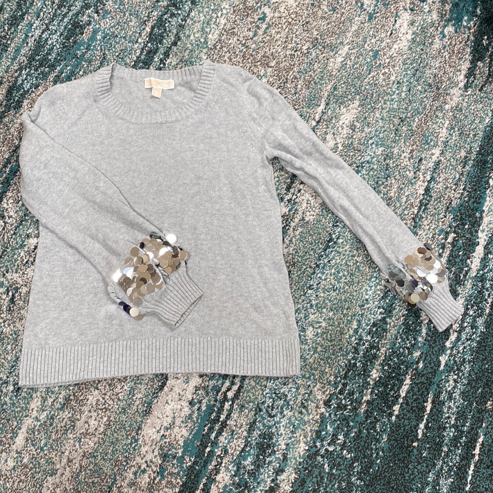 Michael Kors grey sweater with embellished sleeves